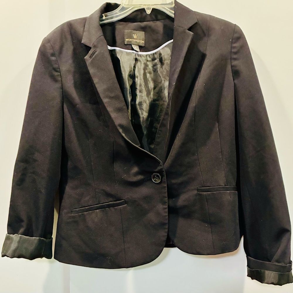 Worthington Black One Button Career Blazer Women’s Medium